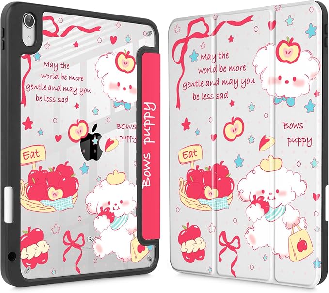 Mektron for 11th Generation iPad 11-inch A16 chip 2025 Cover with Pencil Holder Fit 10th Generation iPad 10.9-inch A14 chip 2022 Shockproof Clear Shell Cute Puppy