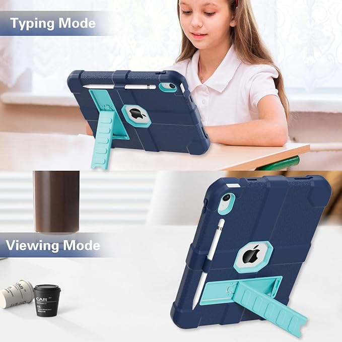 Case for iPad (A16) 11th Generation 11 Inch 2025 / iPad 10th Generation 10.9 Inch 2022 Rugged Heavy Duty Protective Cover [Built-in Pencil Holder ] for iPad 11/10 Gen (NavyBlue)