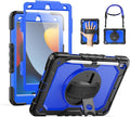 SEYMAC for iPad 9th/8th/7th Generation Case 10.2 2021-2019 Full-Body Shockproof Heavy Duty Protective Case with Screen Protector Rotating Stand/Handle/Shoulder Strap for iPad 10.2 Black/Blue