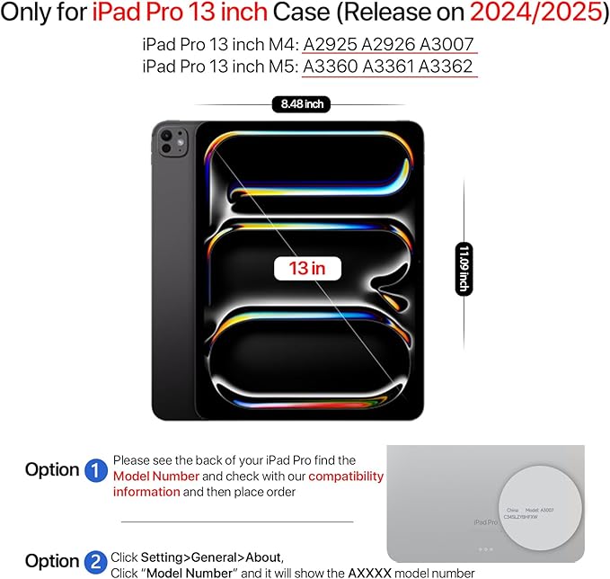for iPad Pro 13 inch Case M5/M4 (2025/2024) Multi-Angle Y Fold Stand Magnetic Premium PU Leather Full Protective Case with Hidden Pencil Holder (Midnight Black)