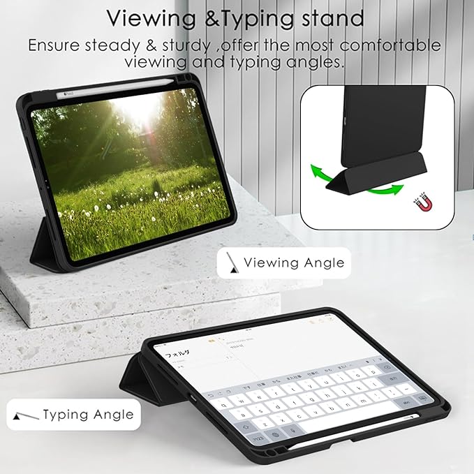 ZryXal New iPad Pro 13 Inch Case (M5) 2025 / (M4) 2024 with Pencil Holder Smart iPad Case [Support Pencil Pro and Pencil (USB-C)] Support Touch ID and Auto Wake/Sleep (Black)