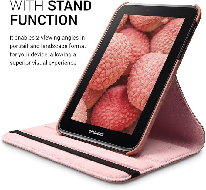kwmobile Rotating Case Compatible with Samsung Galaxy Tab 2 7.0 P3110 / P3100 - Case PU Leather Tablet Cover with Stand - Rose Gold