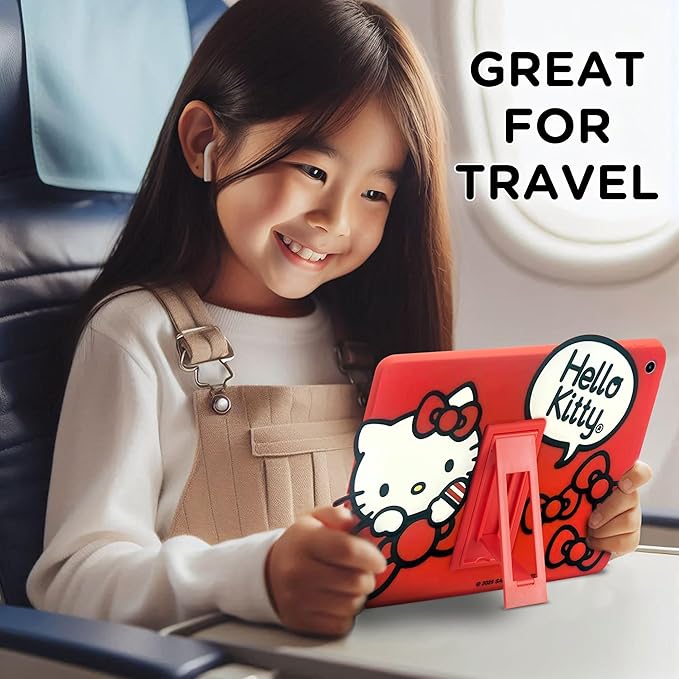 Hello Kitty Kids Case for iPad - 9th Generation iPad iPad 8th Generation iPad 7th Generation Case - 10.2 Case 2019/2020/2021 - Tablet Cover with Stand Shockproof Silicone Protector