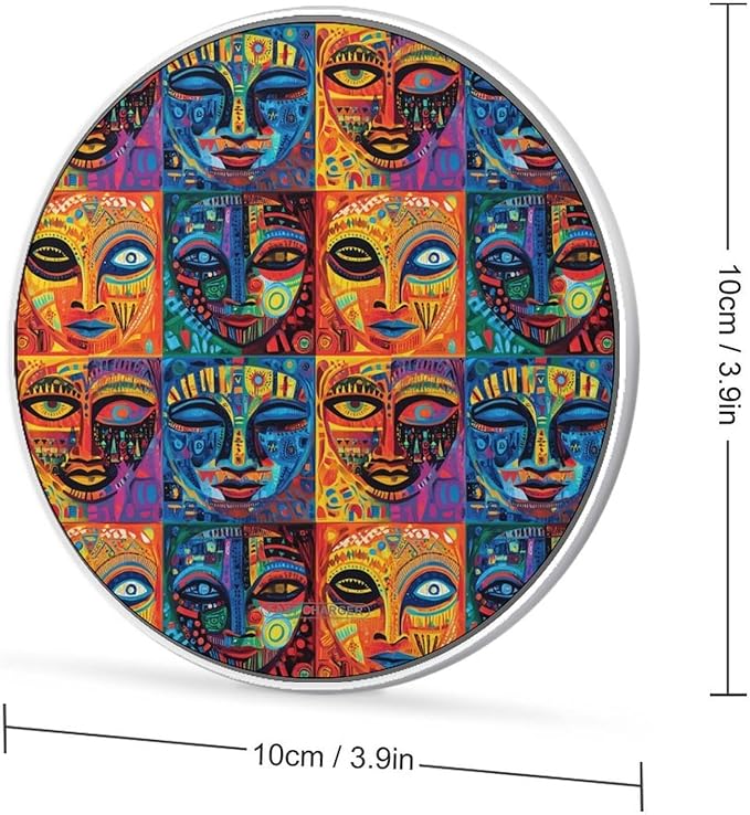 African Mask Tribal Ethnic Wireless Charger Anti-Slip Wireless Charging Pad Slim Charger Mat for Men Women