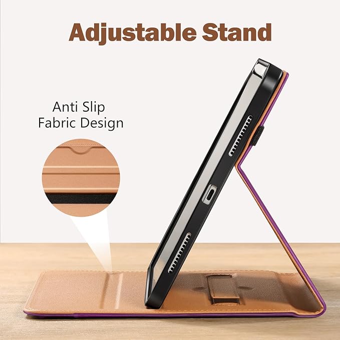 Akkerds Compatible for iPad (A16) 11th Generation Case 11 Inch 2025 for iPad 10th Generation Case 10.9 Inch 2022 with Pencil Holder Protective Leather Business Stand Cover Multiple Angles Purple