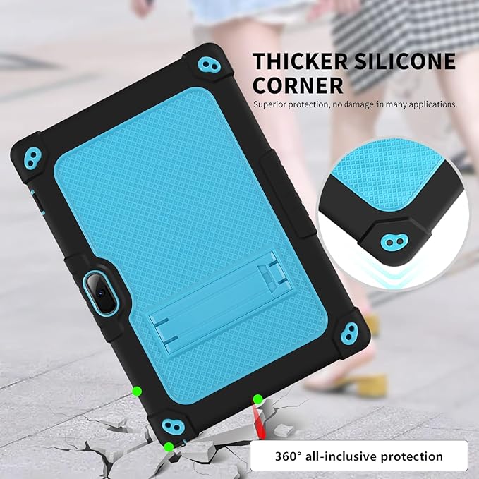 for Vankyo MatrixPad S10 Tab Case YQSAVIOR CUPEISI Coopers YQ10S VIVIMAGE A10 A38 BYANDBY BYYQ10S 10.1 Case Built in Kickstand Shoulder Strap Shell with Screen Protector (Black+Blue/2 Pcs)