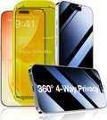 Fotbor [3 Pack] Privacy Screen Protector compatible with iPhone 16 Pro Max 4-Way 360° Anti-Spy Tempered Glass with Auto-Alignment Fast Install Tray Ion-Exchange Strengthened 9H Hardness