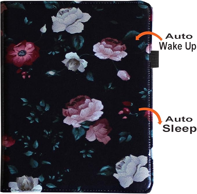 Case For iPad Pro 11 Inch 2020&amp2018 [Support 2nd Gen Pencil Charging] Rotating Stand Smart Magnetic Auto Wake Up/Sleep Cover Fit A2228 A2068 A2230 A2231 A2013 A1980 A1979 A1934 (Black Flower)
