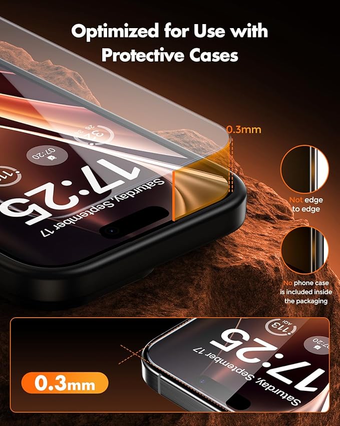 UNBREAKcable for iPhone 15 Pro Max Screen Protector [Quick-Installation Box] 3-Pack 9H+ Hardness Shatterproof Tempered Glass [99.99% HD Clear] [Case Friendly] [Bubble Free] for iPhone 15 Pro Max 6.7