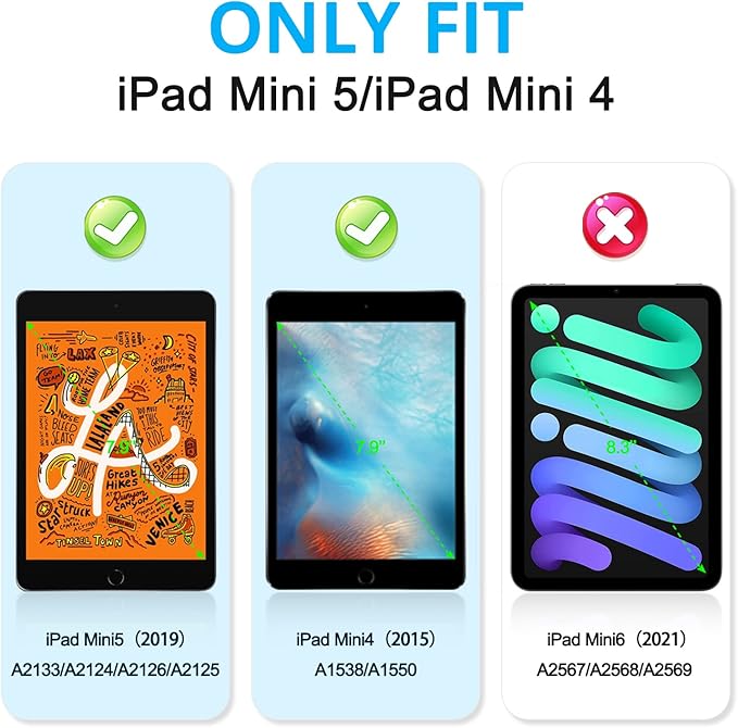 BRAECNstock for Apple iPad mini 5th/ 4th Generation Case 7.9 2019/2015 Shockproof Protective with Pen Holder Rotating Hand Strap &amp Stand Shoulder Strap Case for iPad mini 5/4 Emerald Green