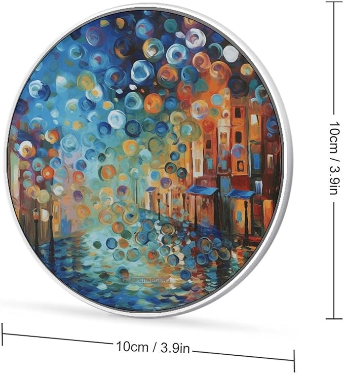 Colored Painting Wireless Charger Fast Wireless Charging Pad with USB Cable 10W Anti-Slip Magnetic Wireless Charger Portable Slim Charger Puck Travel Charging Station