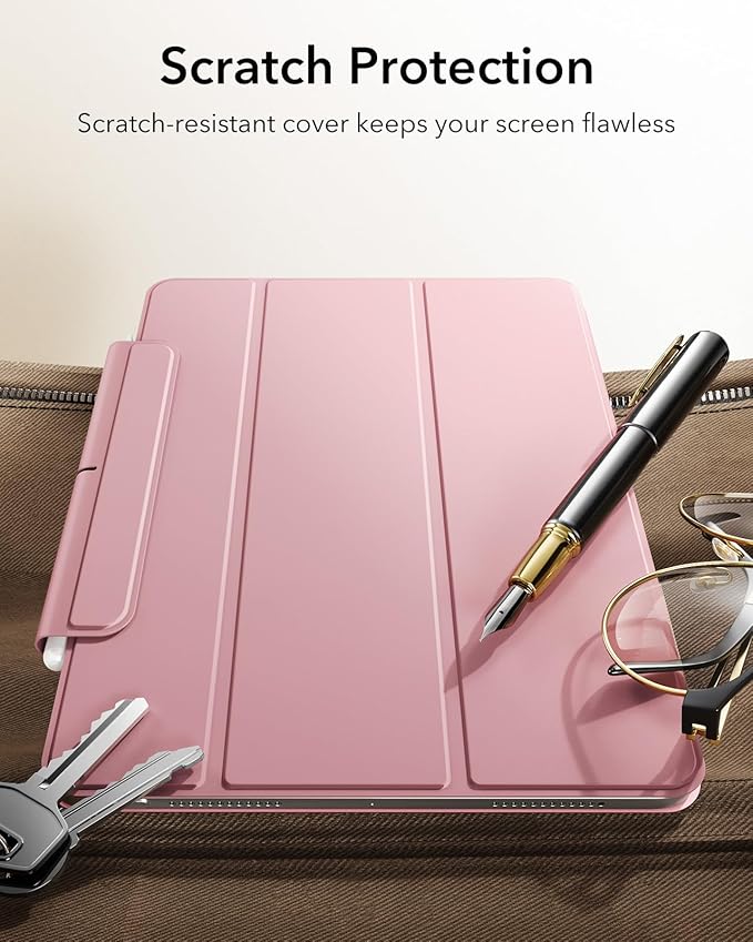 ESR for iPad Air 11 Inch Case M4/M3/M2 (2026/2025/2024) iPad Air 5th/4th Gen (2022/2020) Powerful Magnetic Attachment Slim Trifold Stand Case Auto Wake/Sleep Durable Protection Pink