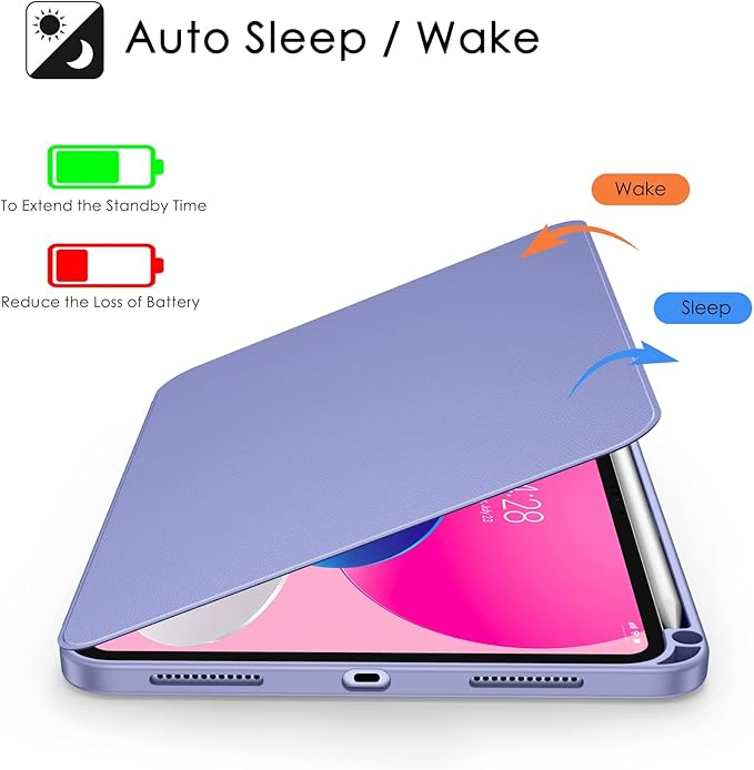 Soke Rotating Case for iPad (A16) 11th Generation 2025 iPad 10th Gen 2022 with Pencil Holder [Shockproof + Auto Sleep/Wake] 360 Degree Rotation Clear Back for iPad 11/10.9 - Lilac Purple