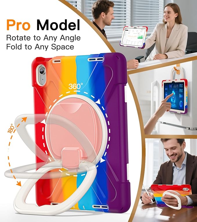 BATYUE Case for iPad (A16) 11th/10th Gen 11''/10.9'' 2025/2022 - Heavy Duty Shockproof Cover with 360° Rotating &amp 180° Folding Stand Screen Protector Shoulder Strap &amp Pencil Holder | Colorfu