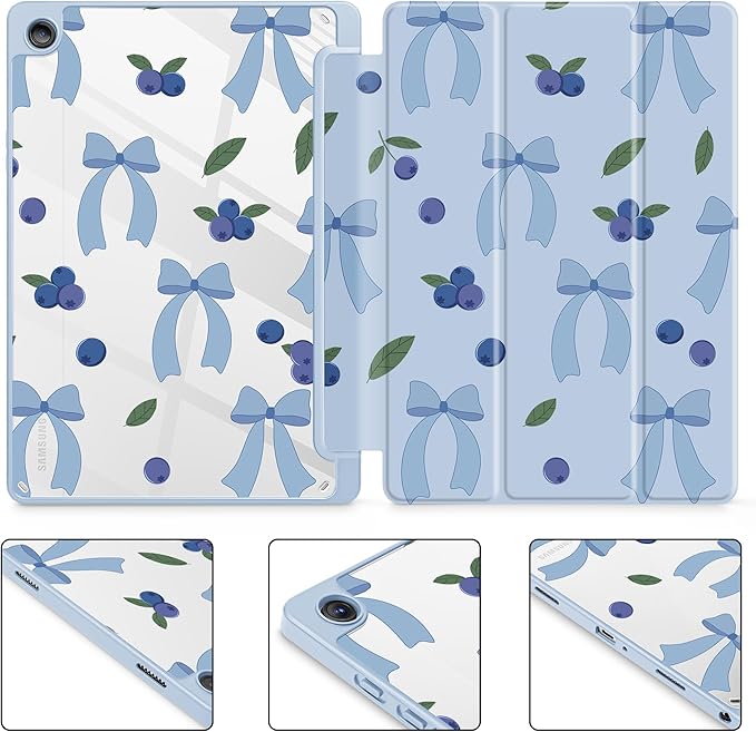 Tuiklol for Samsung Galaxy Tab A9+ Tablet 11” / A9+ Plus 2024 2023Buit-in S-Pen Holder with Clear Protective Cover Transparent Back Shell Auto Wake/Sleep Samsung Tab A9 Plus CoverBlue-Berries