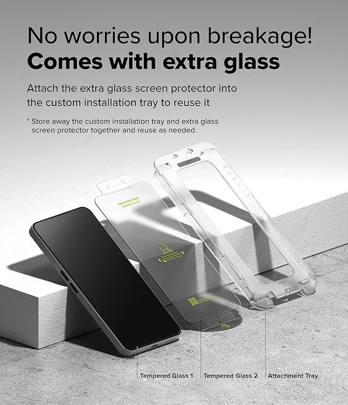 Ringke Easy Slide [Super Easy to Install] Compatible with Nothing Phone 3a / 3a Pro Screen Protector Case Friendly 9H Hardness Tempered Glass with Simple installation Tool - 2 Pack