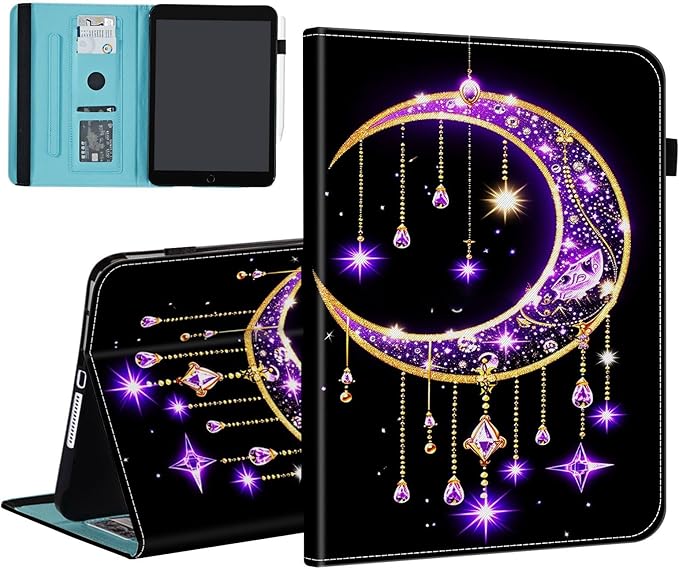 Case for iPad 9th Generation/iPad 8/iPad 7 iPad 10.2 2021 2020 2019/iPad Air 10.5/iPad Pro 10.5Card Slot PU Leather TPU Case Pen Holder Auto Wake SleepMoon Stars