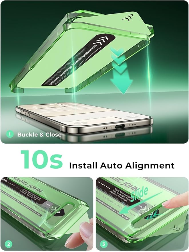 MAGIC JOHN 2 PACK for iPhone Air (6.5) Eye Protection Screen Protector HD Clear Auto Dust-Elimination 9H Tempered Glass &amp Scratch Resistance Full Edge Coverage