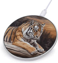 Tiger Lying on Wood Wireless Charger Fast Wireless Charging Pad with USB Cable 10W Anti-Slip Magnetic Wireless Charger Portable Slim Charger Puck Travel Charging Station
