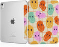 MEEgoodo for M4/M3/M2 iPad Air 11 inch Case 2026 2025 2024Case for iPad Air 5th/4th Generation 10.9 inch 2022 2020 Tablet Cover with Silk Texture &amp PC Clear Back Cover Distoted Smiling Faces