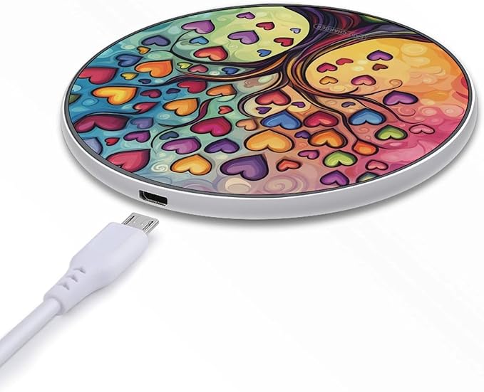Love Heart Life Tree Wireless Charger Anti-Slip Wireless Charging Pad Slim Charger Mat for Men Women