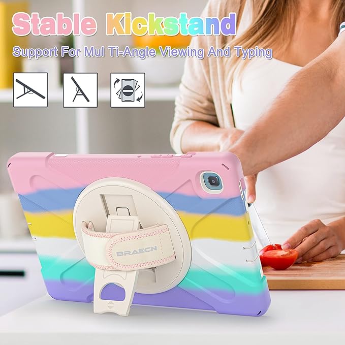 BRAECN for Samsung Galaxy Tab S6 lite Case 10.4 inch 2024/2022Rugged Shockproof Case with 360 Rotating Hand Strap&ampKickstand Shoulder Strap S Pen Holder for Samsung Galaxy Tab S6 Lite Tablet