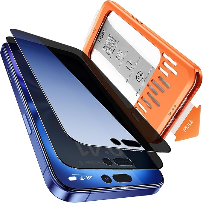 2-Packs for iPhone 16/15 Privacy Screen Protector28°Anti-spyDouble Shatterproof Tempered Glass9H+ Hardness99.99% HD ClearFull CoverageBubble FreeEasy Installation