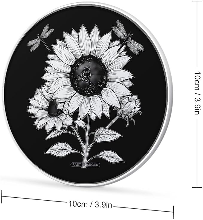 Sunflower with Dragonflies Phone Charger Magnetic Charging Pad Anti-Slip with USB Cable