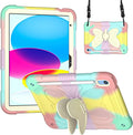 Dteck iPad A16/10th Generation 2025/2022 Case with Kickstand Butterfly Wings Pencil Holder Heavy Duty Hard Rugged Protective Kids Girls Cover for iPad 10th Gen 10.9 Inch 2022Colorful/Rosegold