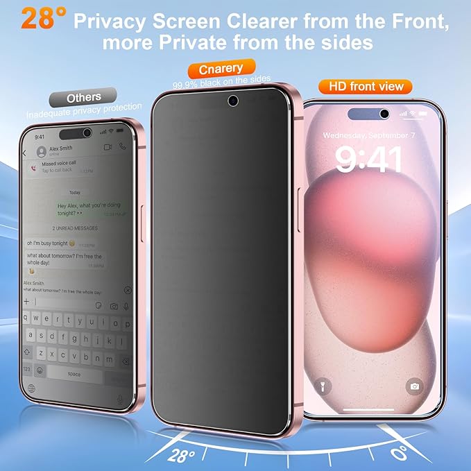 2 Pack matte privacy Screen Protector for iPhone 15 plus