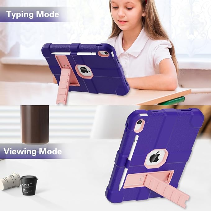 Case for iPad (A16) 11th Generation 11 Inch 2025 / iPad 10th Generation 10.9 Inch 2022 Rugged Heavy Duty Protective Cover [Built-in Pencil Holder ] for iPad 11/10 Gen (Darkpurple)