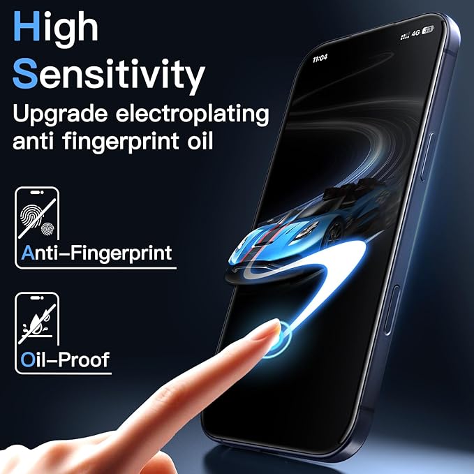 JETech Infinity AR Screen Protector for iPhone 17 Pro AR Anti-Reflective Coating 9H+ 3D Full Coverage Tempered Glass Military-Grade Shatterproof Smudge-Resistant Easy Install 1-Pack