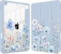 May Chen for iPad 9th Generation with Pencil Holder iPad 8th/7th Gen Case 10.2-inch [Penceil Holder] Trifold Stand Auto Wake/Sleep Clear TPU Protection Back Cover Wild Flowers