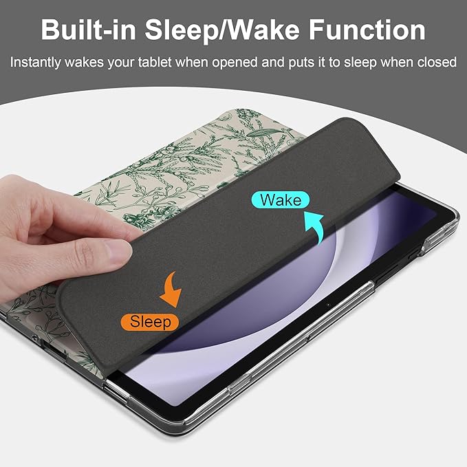 DONGKE Case for Samsung Galaxy Tab A11 Plus A11+ 11 inch (2025/2026) &amp Tab A9 Plus A9+ 11 inch (2024/2023) Slim Smart Stand Cover with Translucent Hard Back Auto Wake/Sleep - Plants &amp Berrie