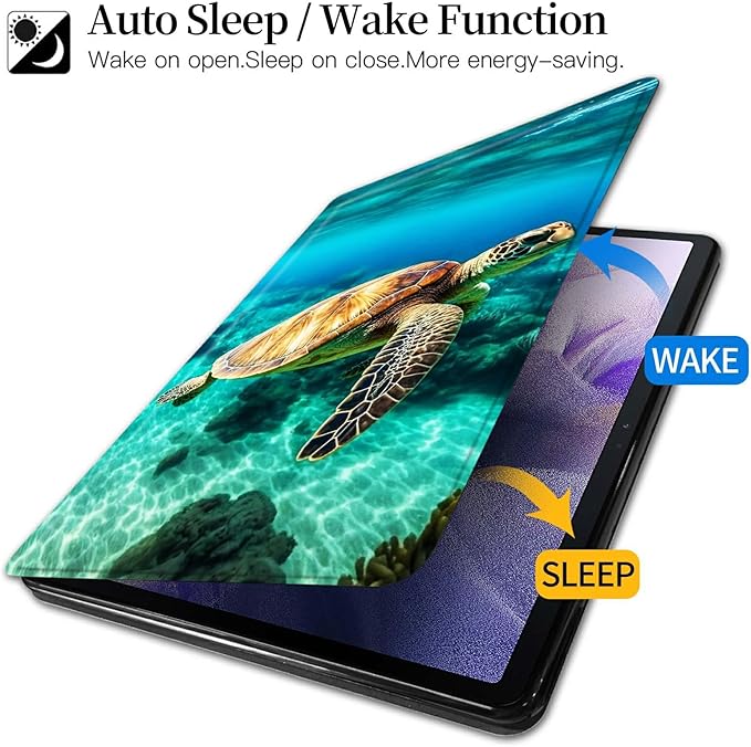 Case for Kindle Fire HD 10 Tablet (5th/7th/9th Generation2015/2017/2019 Release) Sea Turtle Theme 360 Degree Rotating Stand Protective Cover with Auto Sleep/Wake for HD 10 Tablet