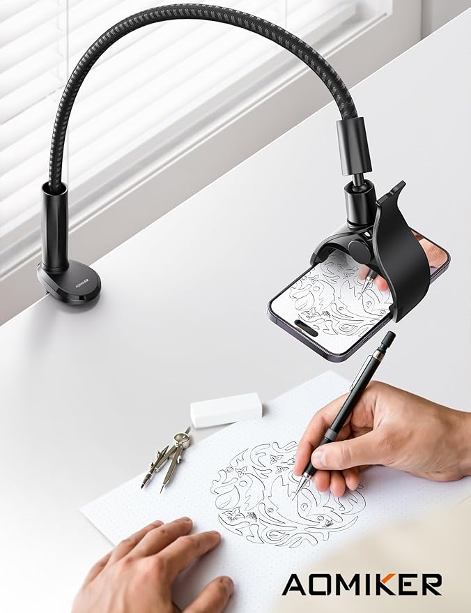 Aomiker Gooseneck Phone Holder for Bed - [2025 Upgrade Nylon Braid] 38” Long Flexible Lazy Arm Clip 360 Adjustable Overhead Phone Mount for iPhone 15 14 13 12 11 Pro Max Mini Plus all 4-7 Cellphone