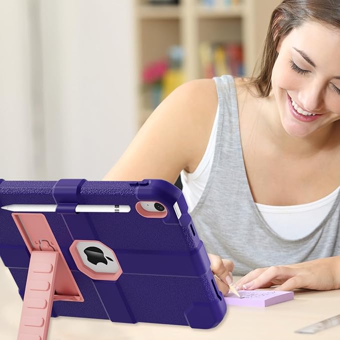 Case for iPad (A16) 11th Generation 11 Inch 2025 / iPad 10th Generation 10.9 Inch 2022 Rugged Heavy Duty Protective Cover [Built-in Pencil Holder ] for iPad 11/10 Gen (Darkpurple)