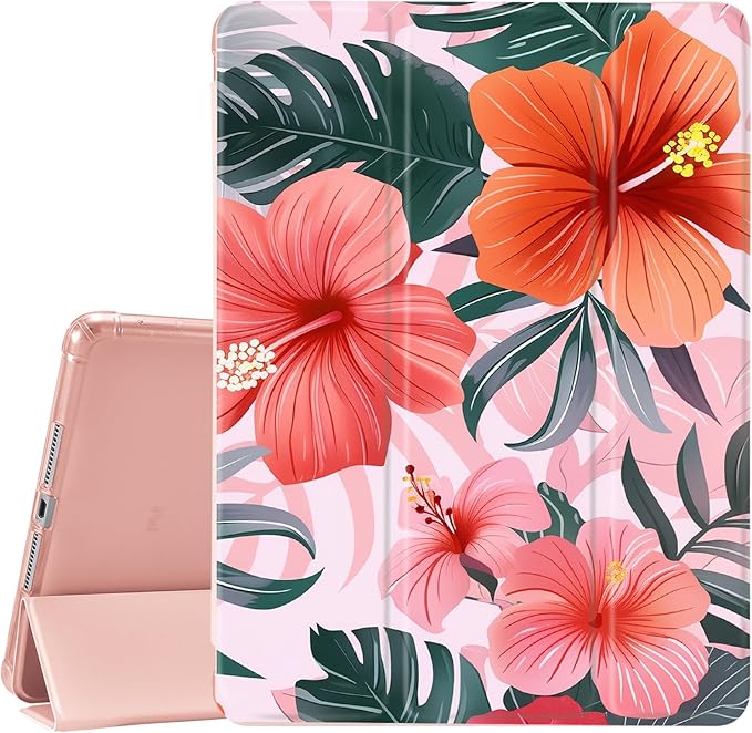 JOYLAND Pink Flower for iPad 10th Generation Case 10.9 inch/iPad (A16) 11th Generation 11 Inch 2025 with Pencil Holder-Trifold Stand Protective Cover with Soft TPU BackPink