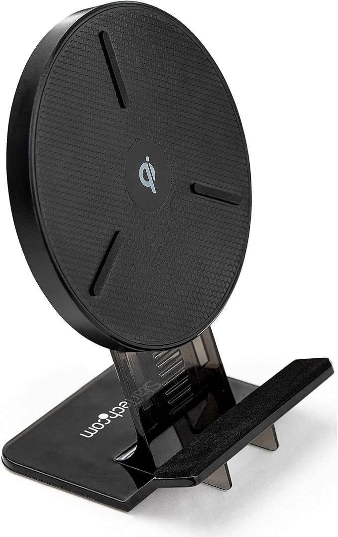StarTech.com 15W Qi Wireless Charging Stand - Qi Certified Wireless Charger Stand or Pad - Adjustable - Universal Wireless Charging Pad for Smartphone - iPhone/Samsung Galaxy/Google Pixel (QWCHSTAND)