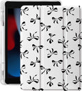 Idocolors Cute Black Bow Case for 11 iPad Air(2024) Tri-Fold Tablet Case with Auto Wake/Sleep &amp Pencil Holder - Vibrant Protective Cover for Women Girls and Teens (White)