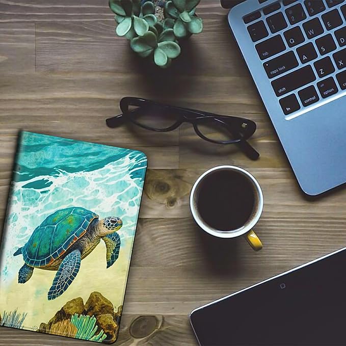 Case for Kindle Paperwhite 12th Generation &amp Kindle Colorsoft Signature Edition 2024 7 inch Lightweight Smart Case PU Leather Adjustable Stand Protective Cover with Auto Wake/Sleep - Cute Turtle