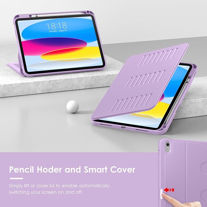 VIKESI Case for iPad (A16) 11-inch 2025 and iPad 10th/11th Generation 10.9 Inch 2022Multiple Angles Magnetic Stand CoverShockproof BackPencil Holderand Auto Sleep/WakeLilac