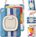 BRAECN Case for 9.7 Inch iPad 6th/5th Generation/iPad Pro 9.7 Inch/iPad Air 2 Full-Body Rugged Case w/Pencil Holder/Swivel Stand/Hand Grip/Adjustable Shoulder Strap for Boys &ampGirls-Colorful Blue