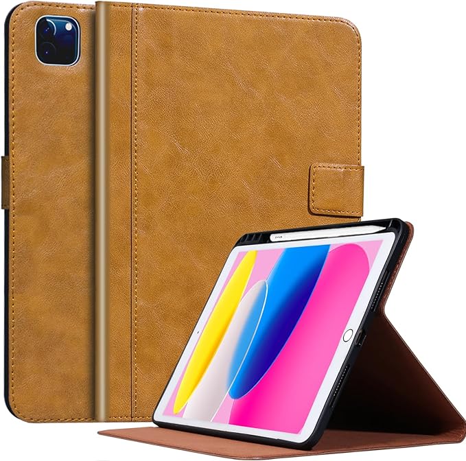 Case for iPad Pro 12.9'' 6th Generation (2022) 5th/4th/3rd Generation (2021/2020/2018) Built-in Pencil Holder Auto Sleep/Wake Function Premium Leather Smart Cover (Brown)