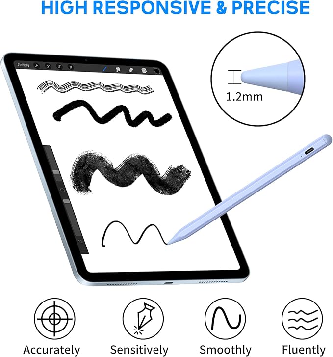 Active Stylus Pen for Android/iOS Touch Screens NTHJOYS Stylus Pens with Magnetic Design Fine Point Stylist Pencil Compatible with Apple iPad/Pro/Air/Mini/iPhone/Tablets Writing &amp Drawing
