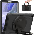 Shockproof Case for Samsung Galaxy Tab A7 Lite 8.7 Tablet Techcircle Rotating Stand Handle Heavy Duty Bumper Hybrid Cover Protective Case for Galaxy Tab A7 Lite (2021) SM-T220/T225 Black