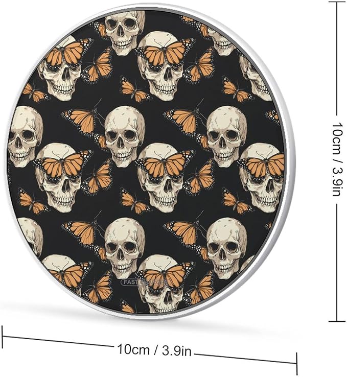 Skull Butterfly Wireless Charger Anti-Slip Wireless Charging Pad Slim Charger Mat for Men Women
