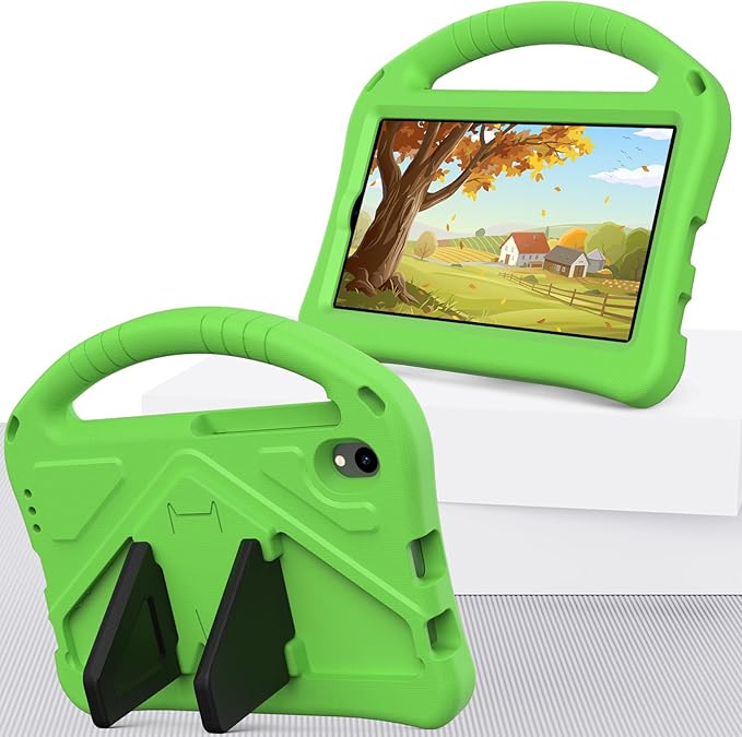 Compatible with Walmart Onn 11 Inch Pro 2024 Model 100146660 Lightweight Soft EVA Bumper Case with Adjustable Strap Stand &amp Handle Drop Protection Case for Kids (Green)