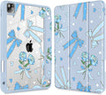 Tuiklol for iPad Pro 11 Inch Case M2 2022 Gen 4th -Built-in Pencil Holder Shockproof Cover Clear Transparent Back Shell Fit for iPad 11’’ 2021 2020 2018 Gen 3rd/2nd/1st for KidBow &amp Rose Blue