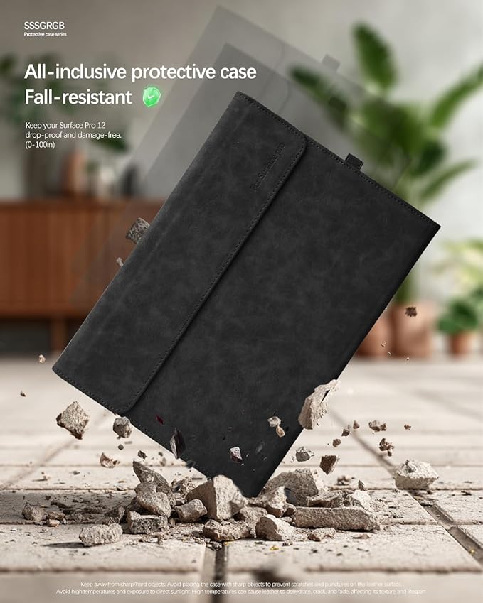 Professional Multi-Angle Tablet Case for Microsoft Surface Pro 12 2025 | PU Leather &amp Hard Shell Protective (Graphite 12 Pro)